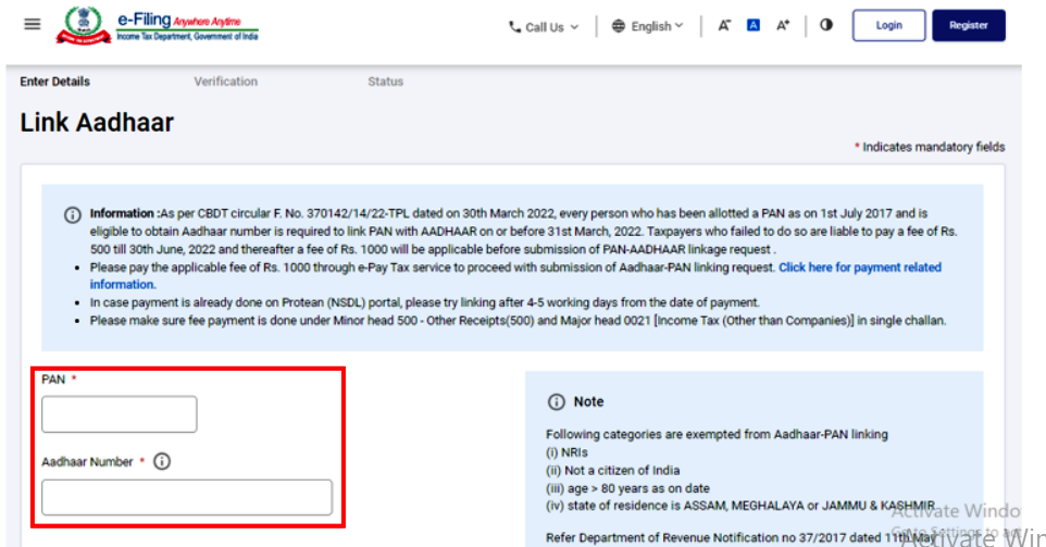 How to Link Pan card with Aadhaar - Online step by step easily